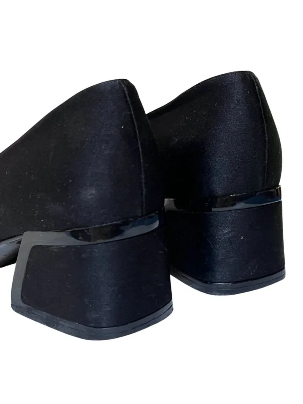 Tom Ford Gucci 1990s Black Square Toe Chunky Heel Pumps Made In Italy Size 7B